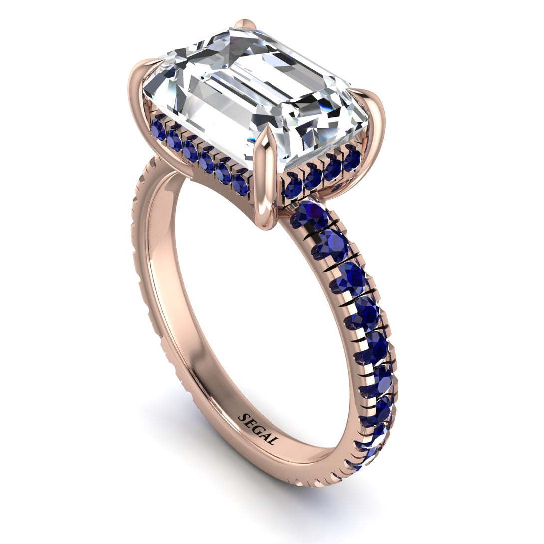 Emerald-Cut Diamond Pavé Engagement Ring - Daphne No. 62