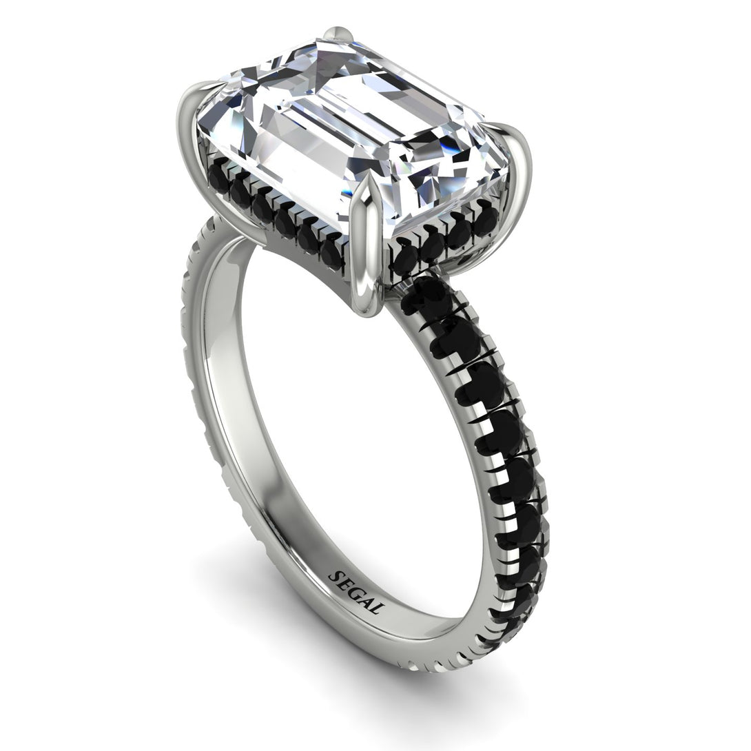 Emerald-Cut Diamond Pavé Engagement Ring - Daphne No. 33