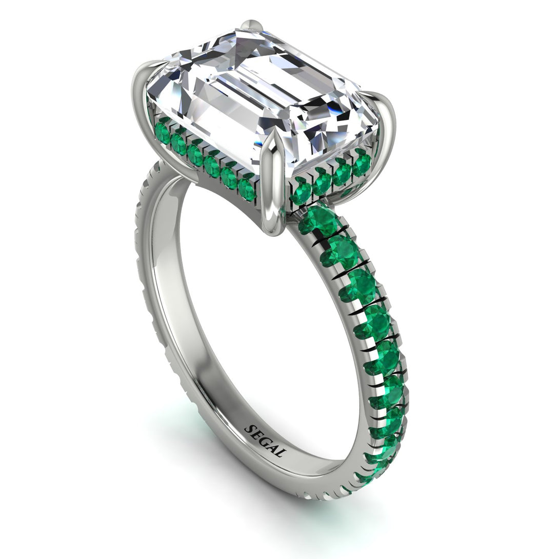 Emerald-Cut Diamond Pavé Engagement Ring - Daphne No. 18