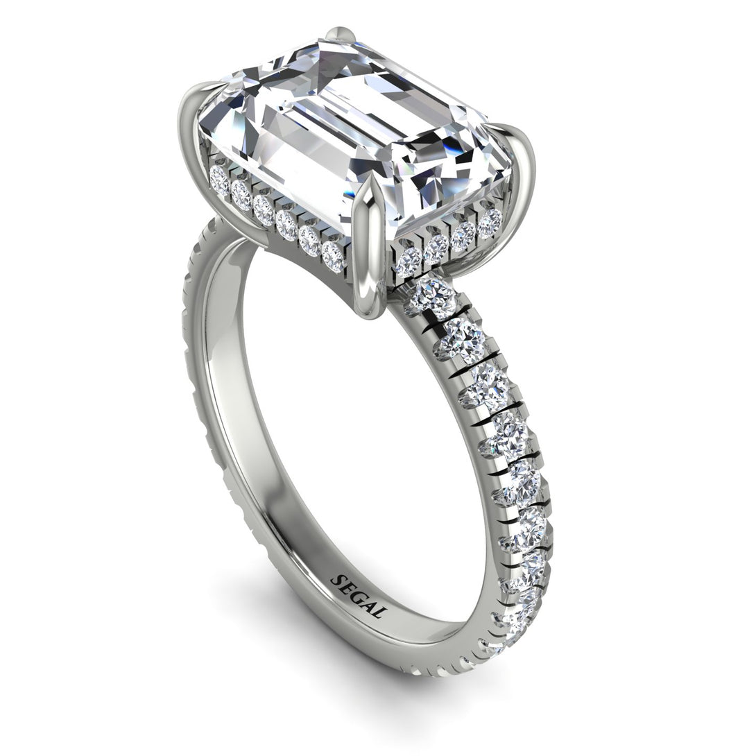 Emerald-Cut Diamond Pavé Engagement Ring - Daphne No. 3