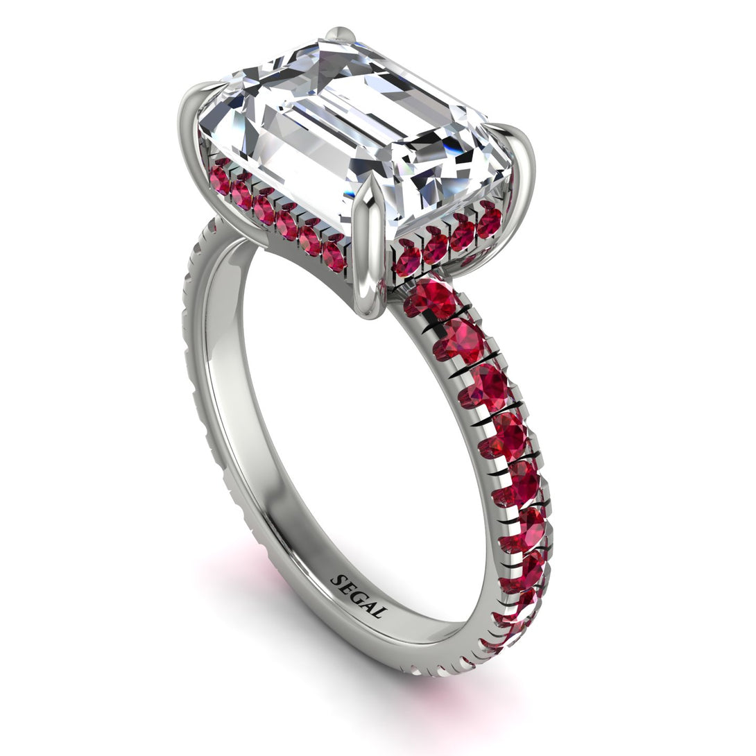 Emerald-Cut Diamond Pavé Engagement Ring - Daphne No. 48