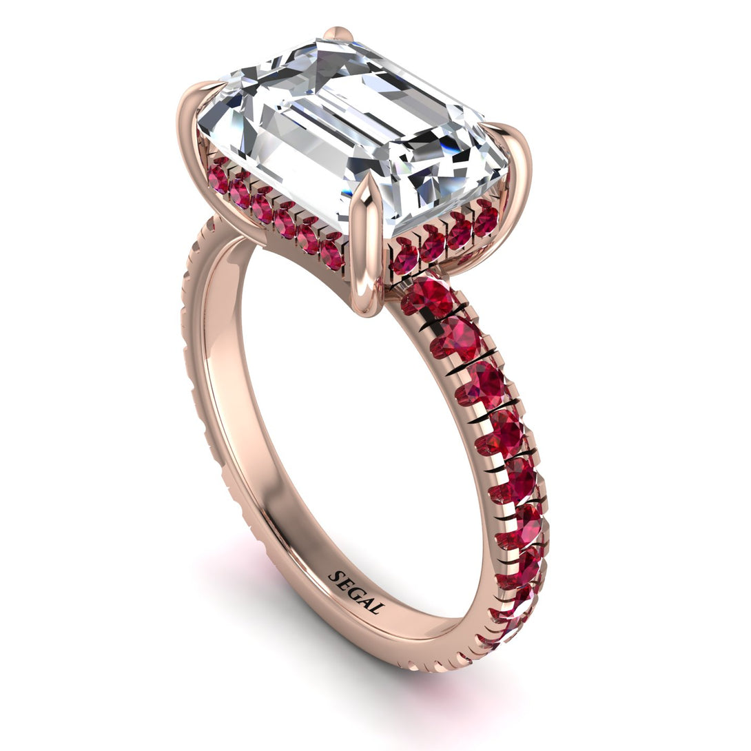 Emerald-Cut Diamond Pavé Engagement Ring - Daphne No. 47
