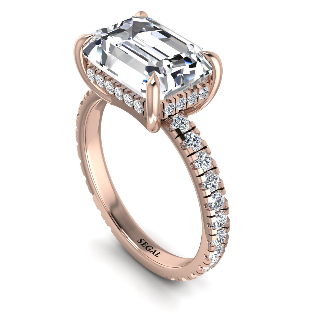 Emerald-Cut Diamond Pavé Engagement Ring - Daphne No. 2