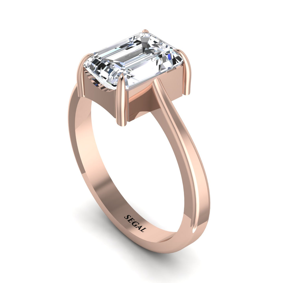 Emerald Cut Diamond Solitaire Engagement Ring - Lana No. 2