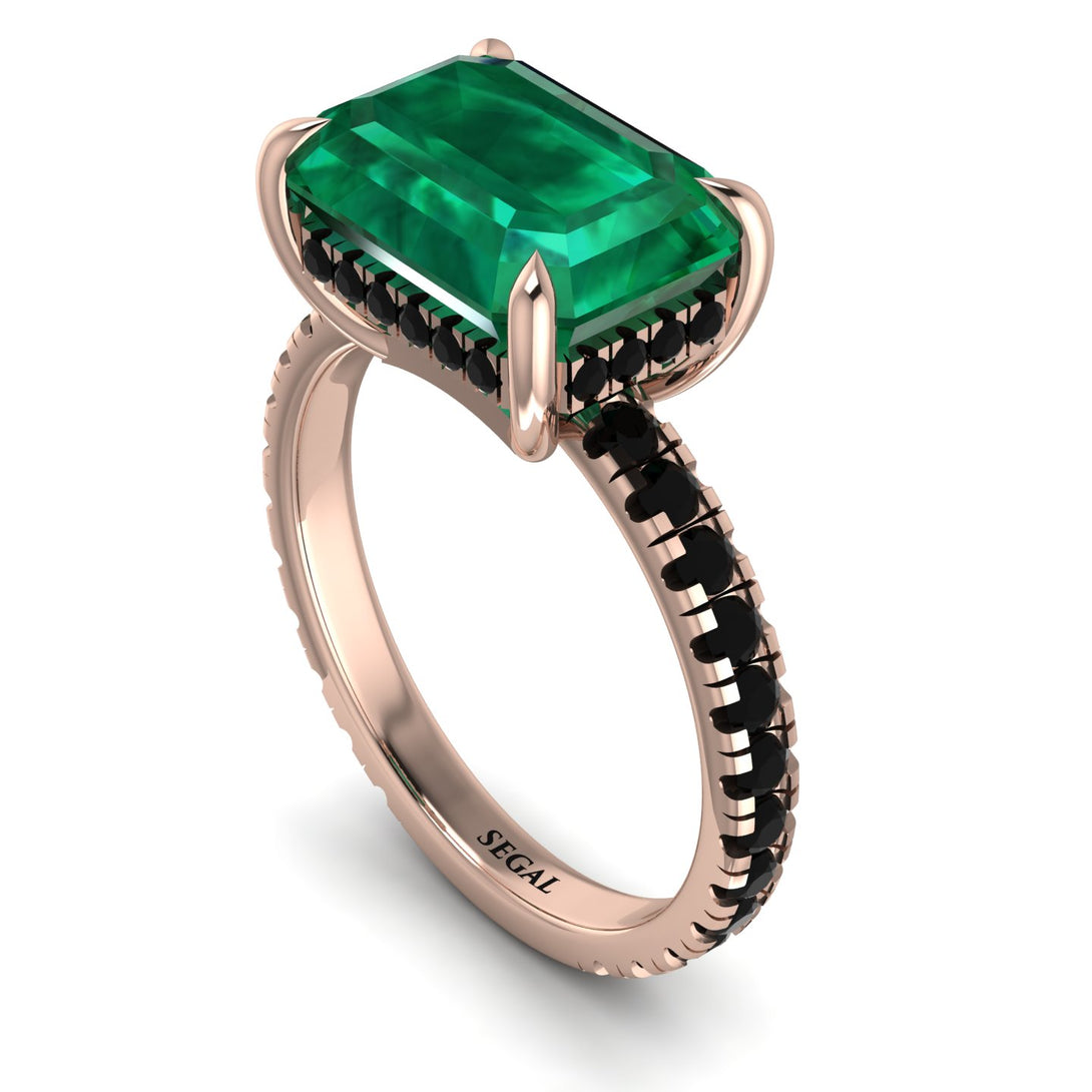 Emerald-Cut Emerald Pavé Engagement Ring - Daphne No. 35