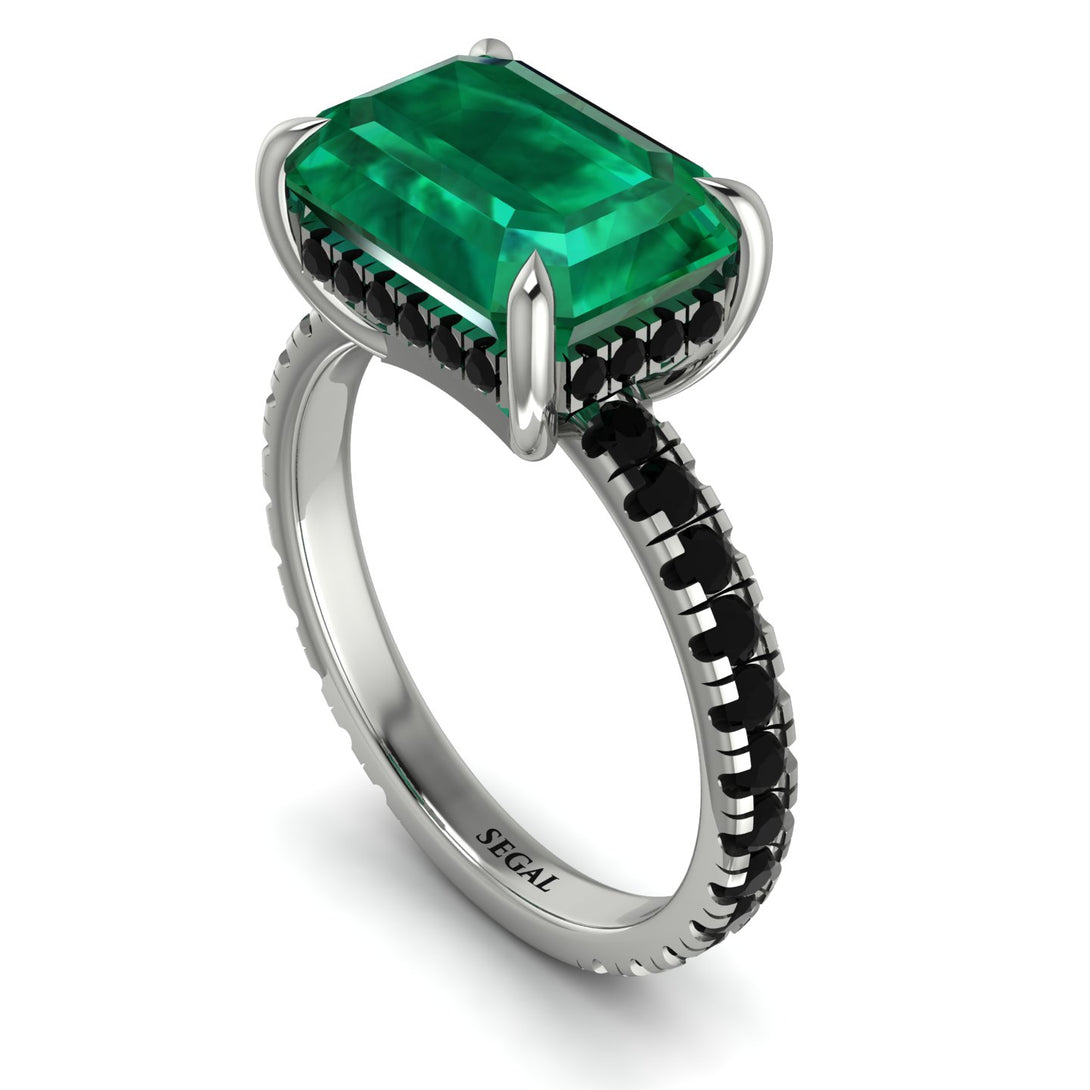 Emerald-Cut Emerald Pavé Engagement Ring - Daphne No. 36