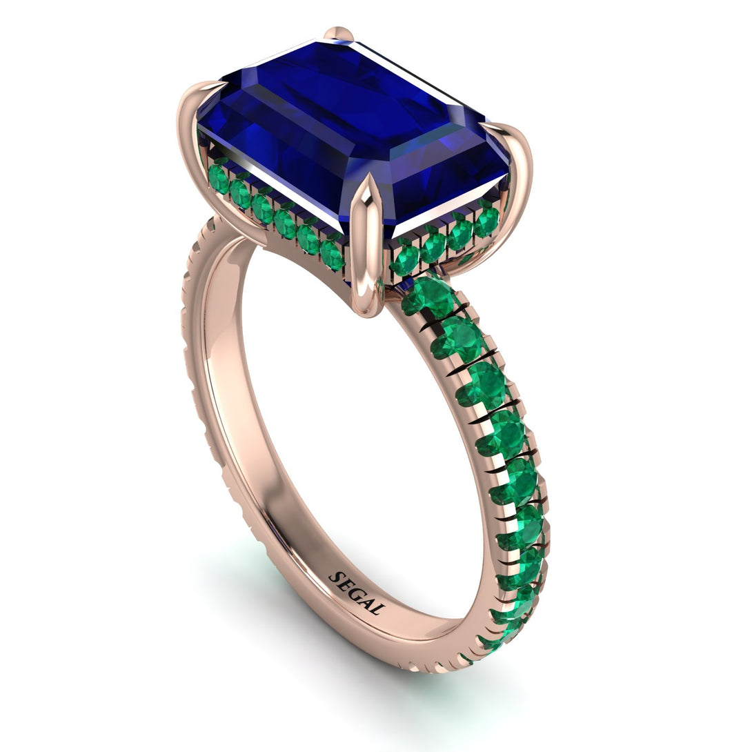 Emerald-Cut Sapphire Pavé Engagement Ring - Daphne No. 29