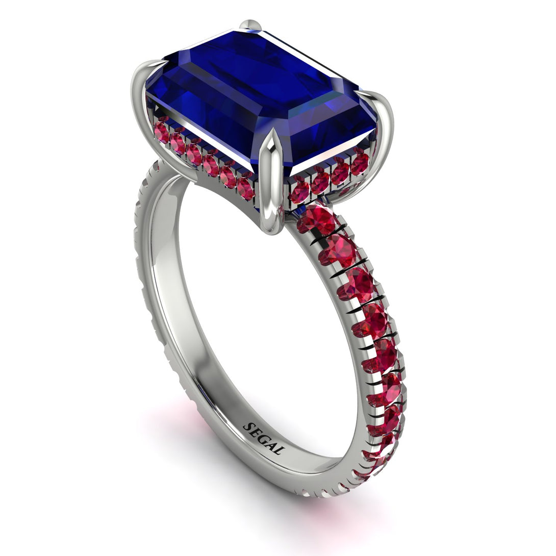Emerald-Cut Sapphire Pavé Engagement Ring - Daphne No. 60