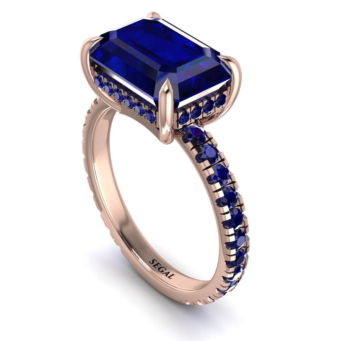 Emerald-Cut Sapphire Pavé Engagement Ring - Daphne No. 74