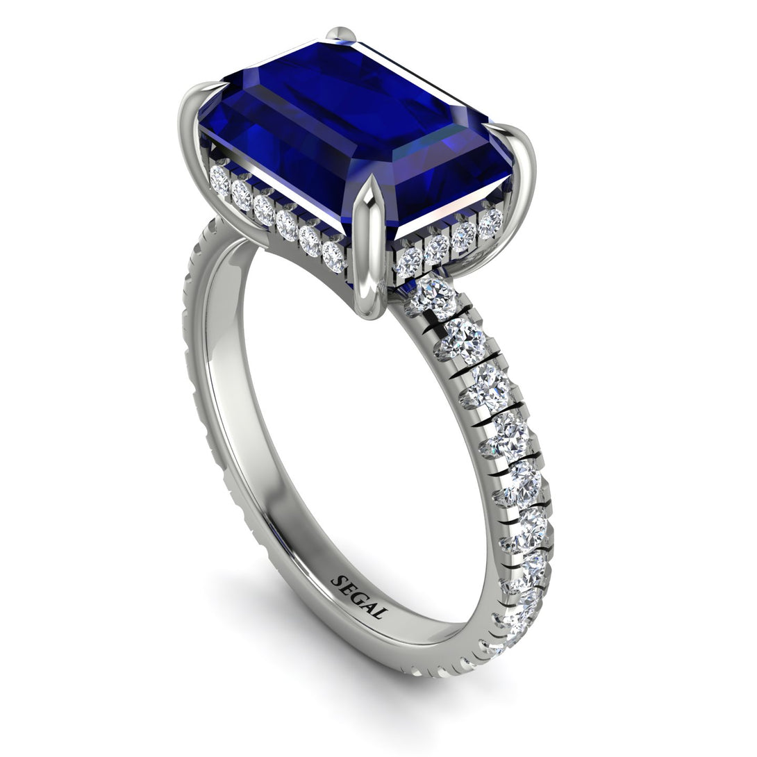 Emerald-Cut Sapphire Pavé Engagement Ring - Daphne No. 15