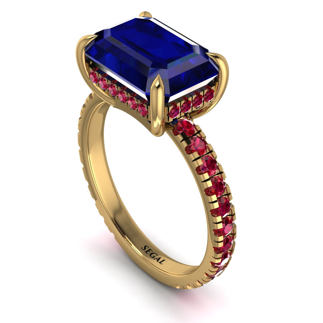 Emerald-Cut Sapphire Pavé Engagement Ring - Daphne No. 58