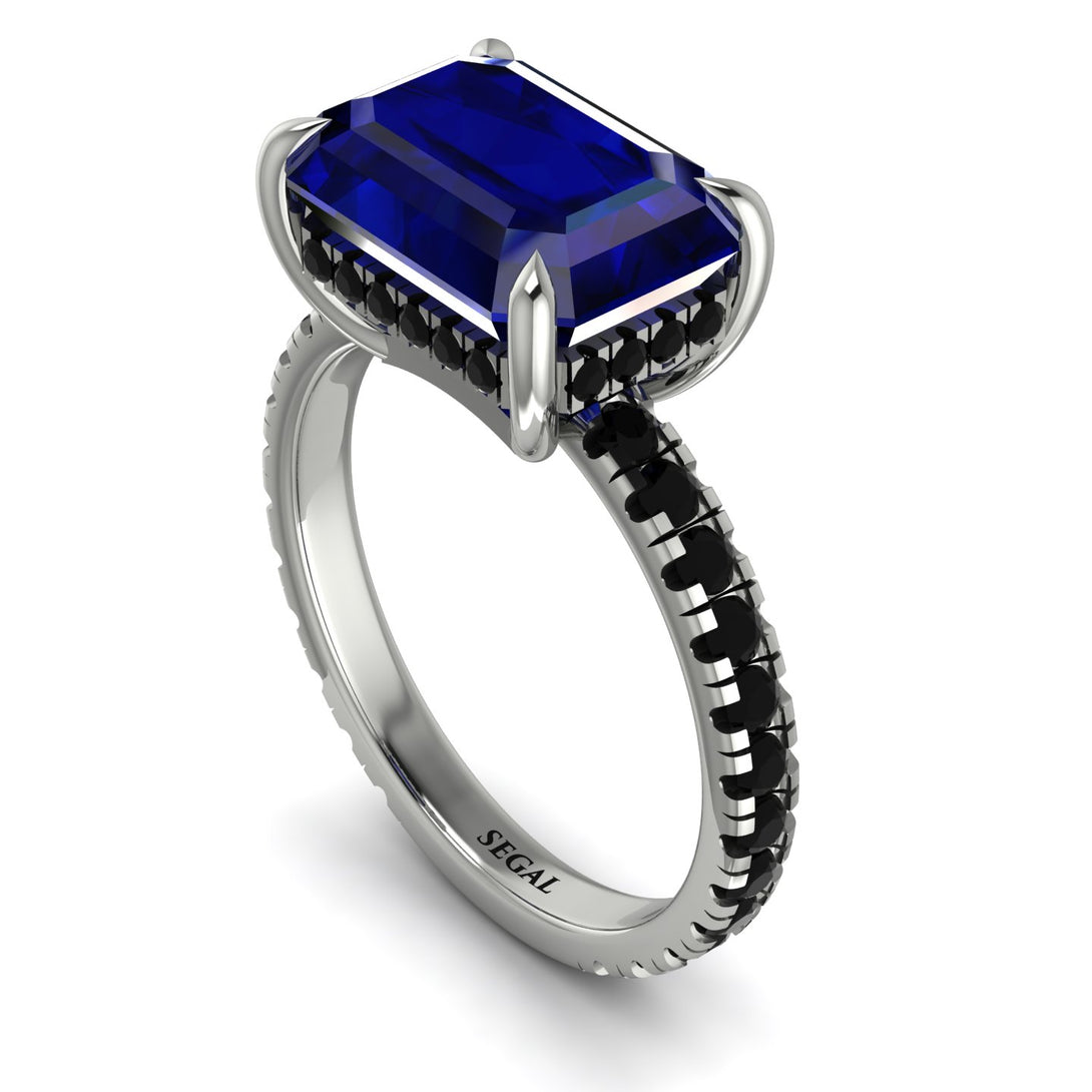 Emerald-Cut Sapphire Pavé Engagement Ring - Daphne No. 45