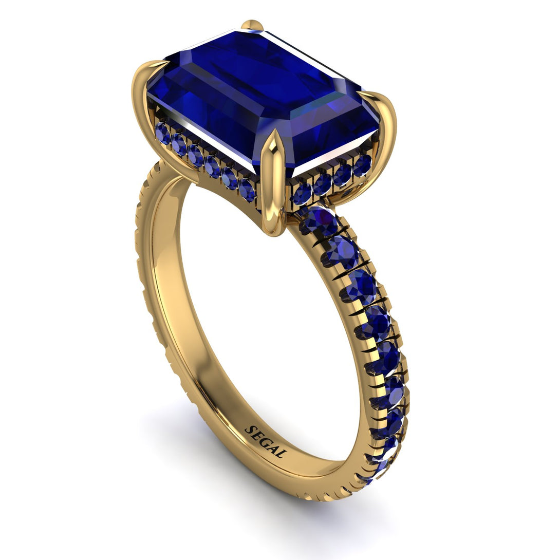 Emerald-Cut Sapphire Pavé Engagement Ring - Daphne No. 73