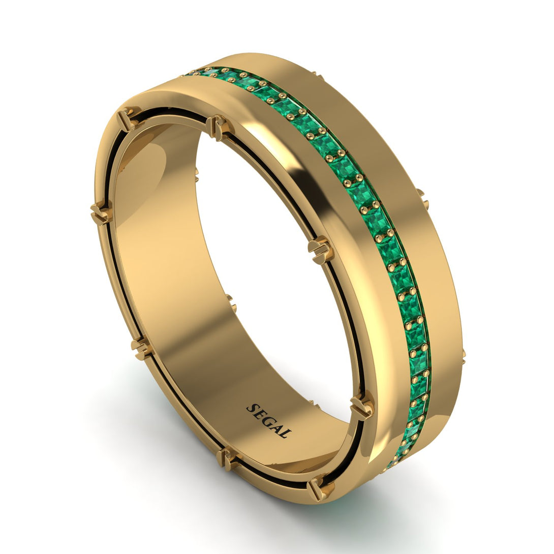 Emerald Eternal Elegance Men’s Wedding Ring - Roman No. 4