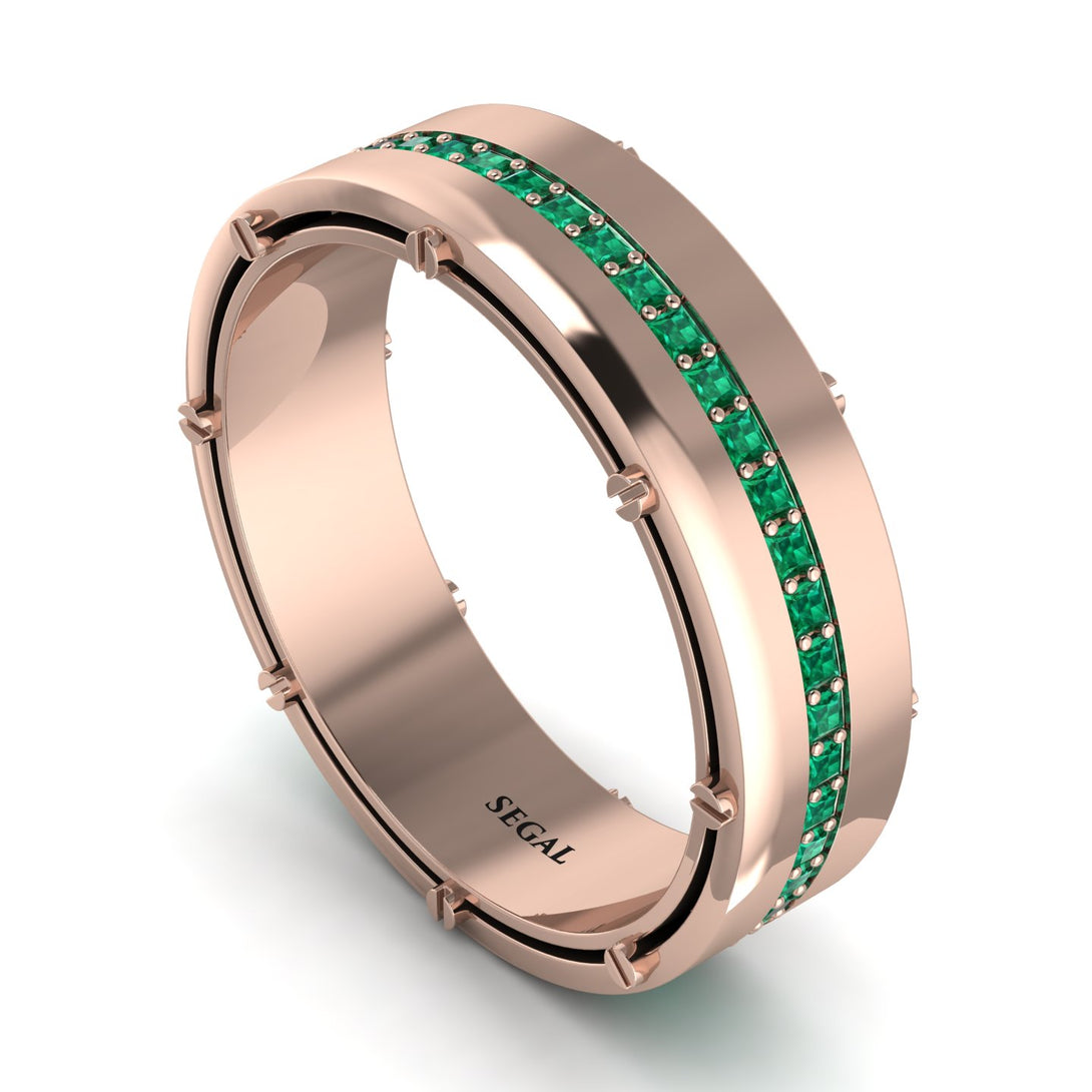 Emerald Eternal Elegance Men’s Wedding Ring - Roman No. 5