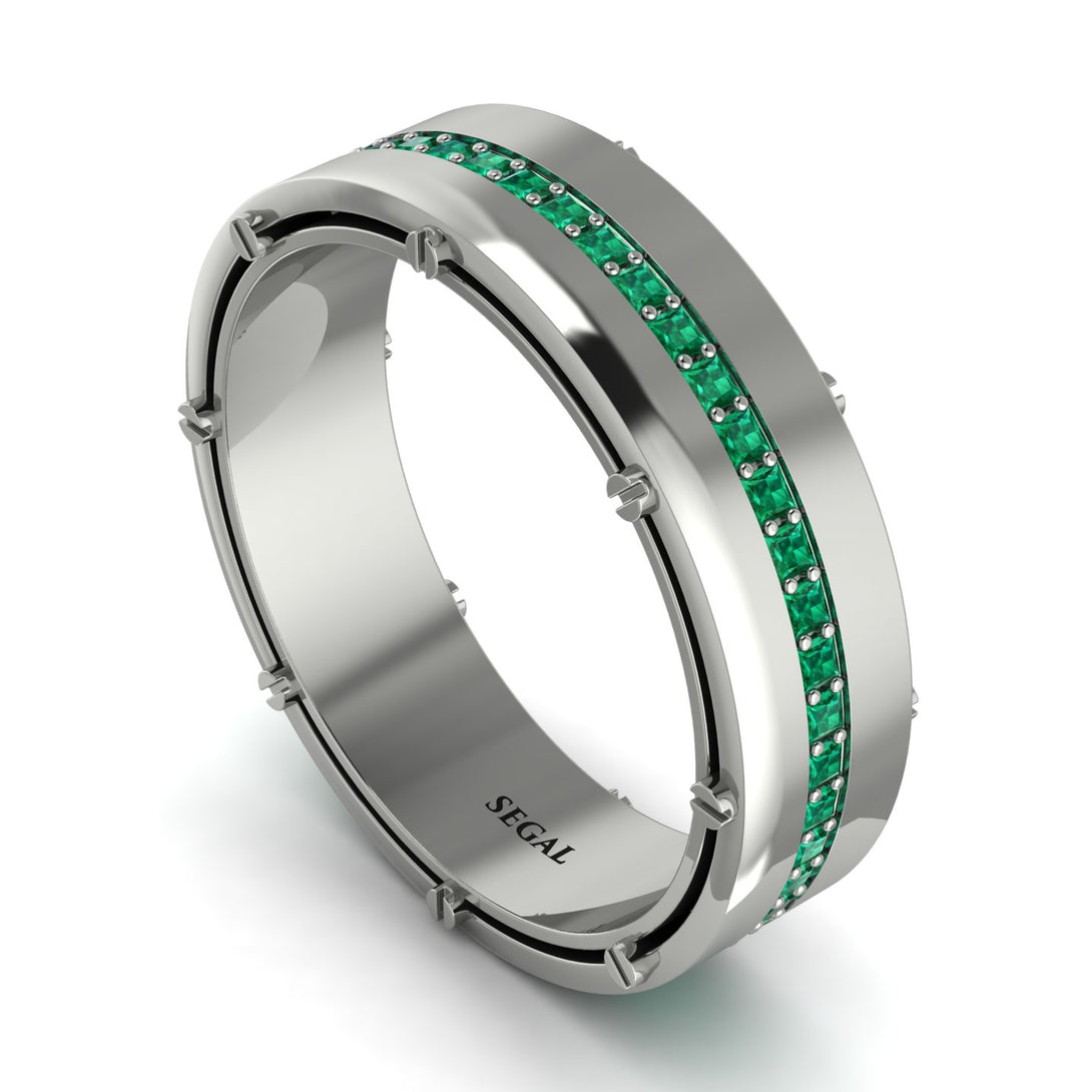 Emerald Eternal Elegance Men’s Wedding Ring - Roman No. 6