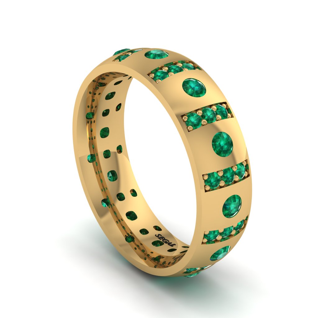 Emerald Gold Men's Wedding Ring - Zion No. 19