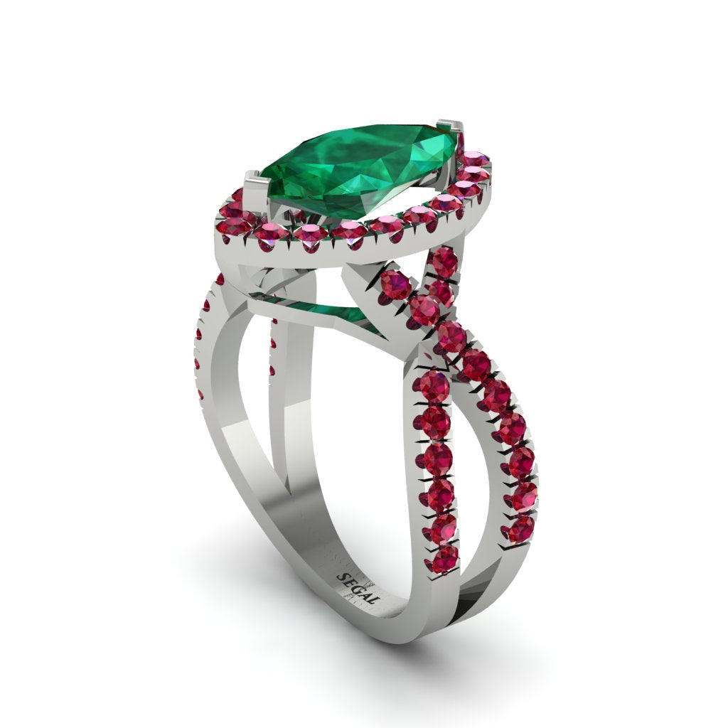 Emerald Marquise Split Shank Engagement Ring - Carly No. 51