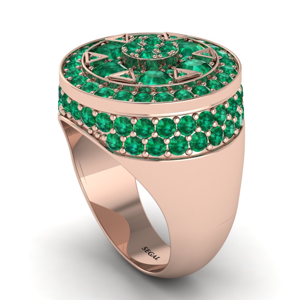 4.1ct Emerald Men's Cluster Pinky Ring - August No. 5