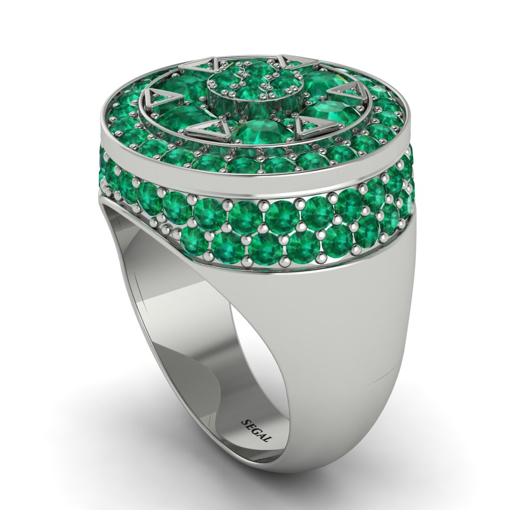 4.1ct Emerald Men's Cluster Pinky Ring - August No. 6