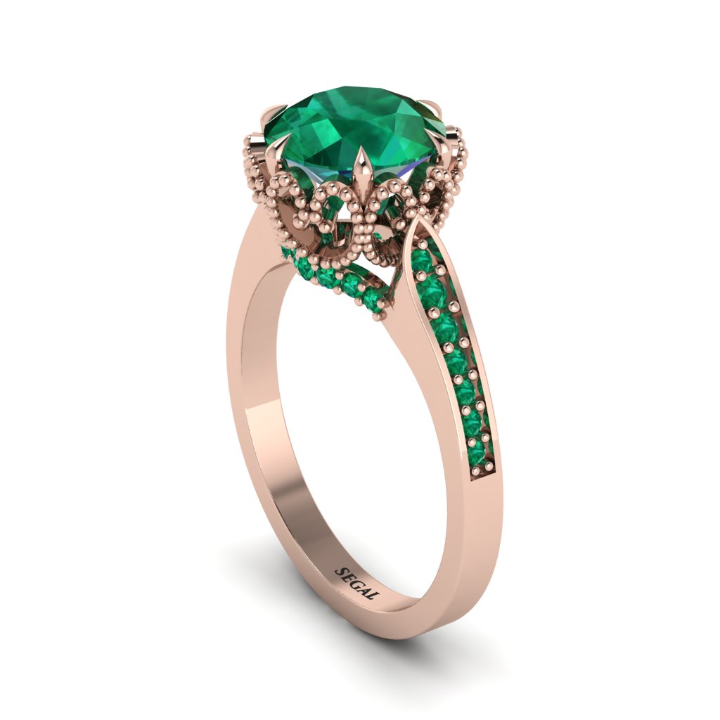 Emerald Milgrain Engagement Ring - Yara No. 20