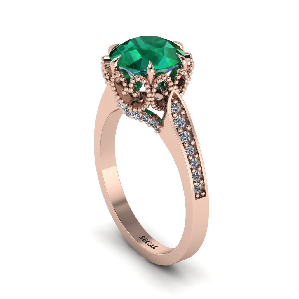 Emerald Milgrain Engagement Ring - Yara No. 5