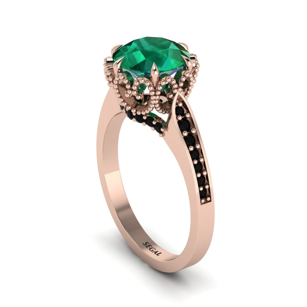 Emerald Milgrain Engagement Ring - Yara No. 35