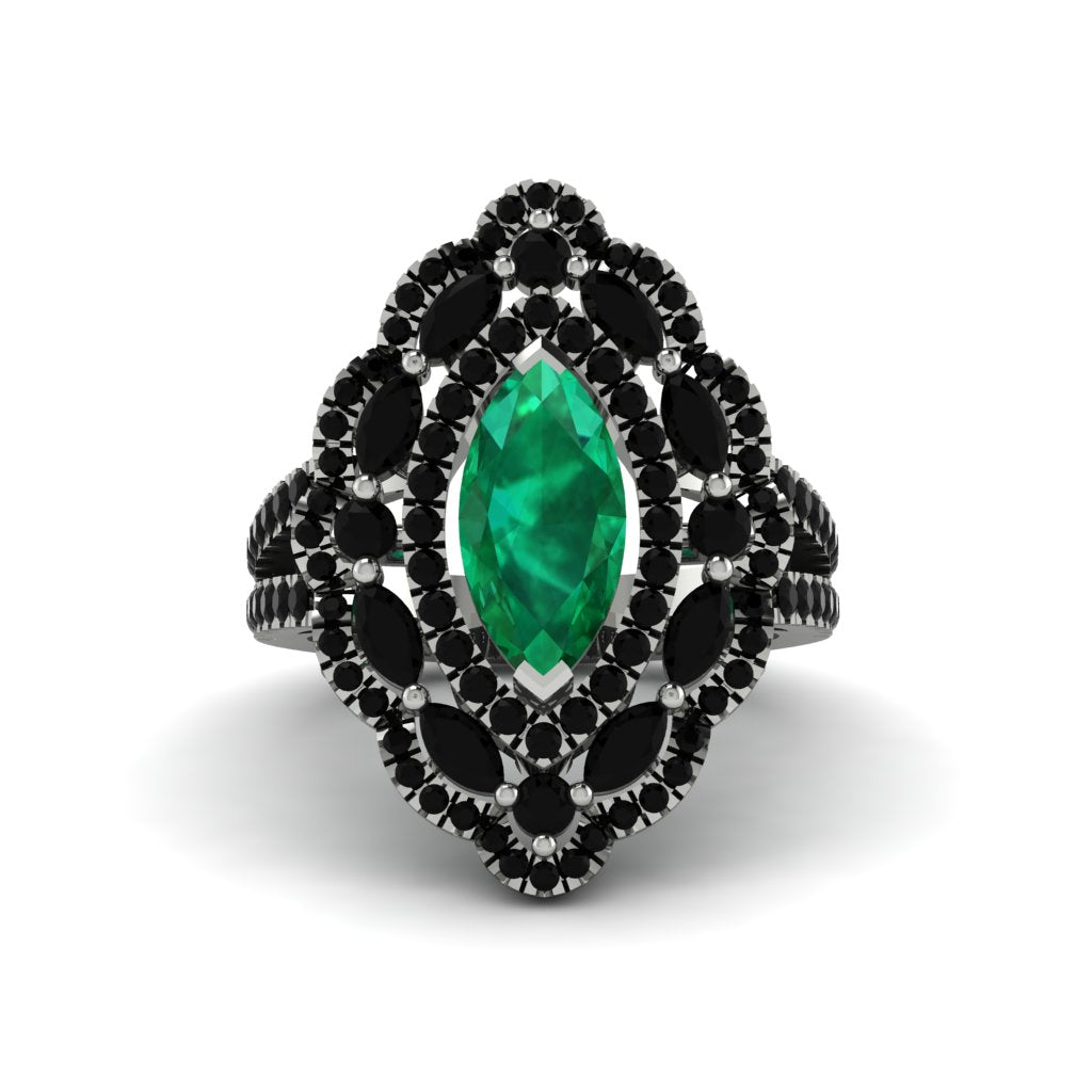 Emerald Three Layer Halo Marquise Ring - Destiny No. 36