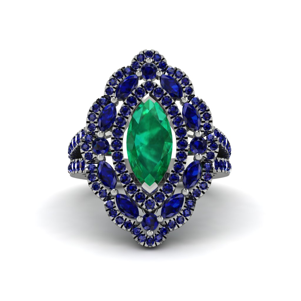 Emerald Three Layer Halo Marquise Ring - Destiny No. 66