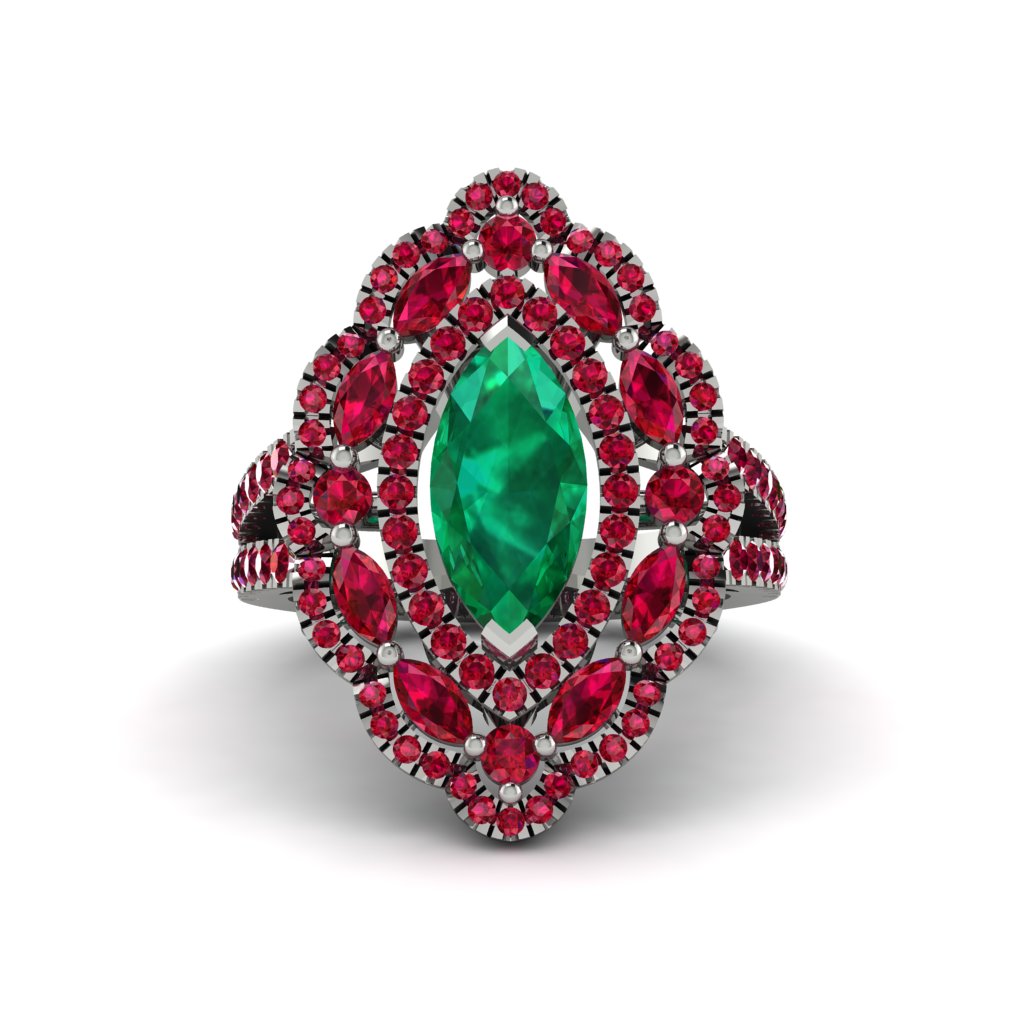 Emerald Three Layer Halo Marquise Ring - Destiny No. 51