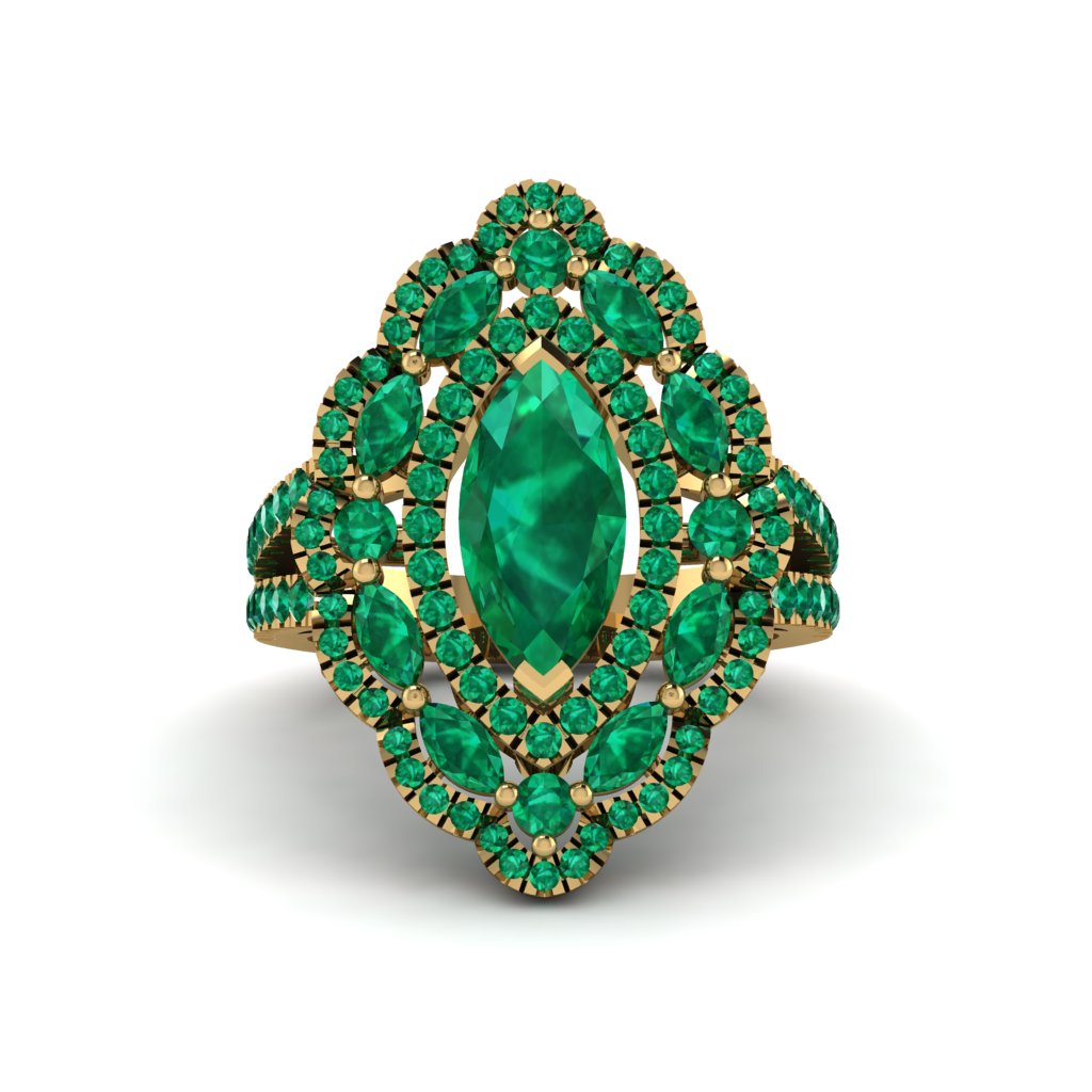 Emerald Three Layer Halo Marquise Ring - Destiny No. 19
