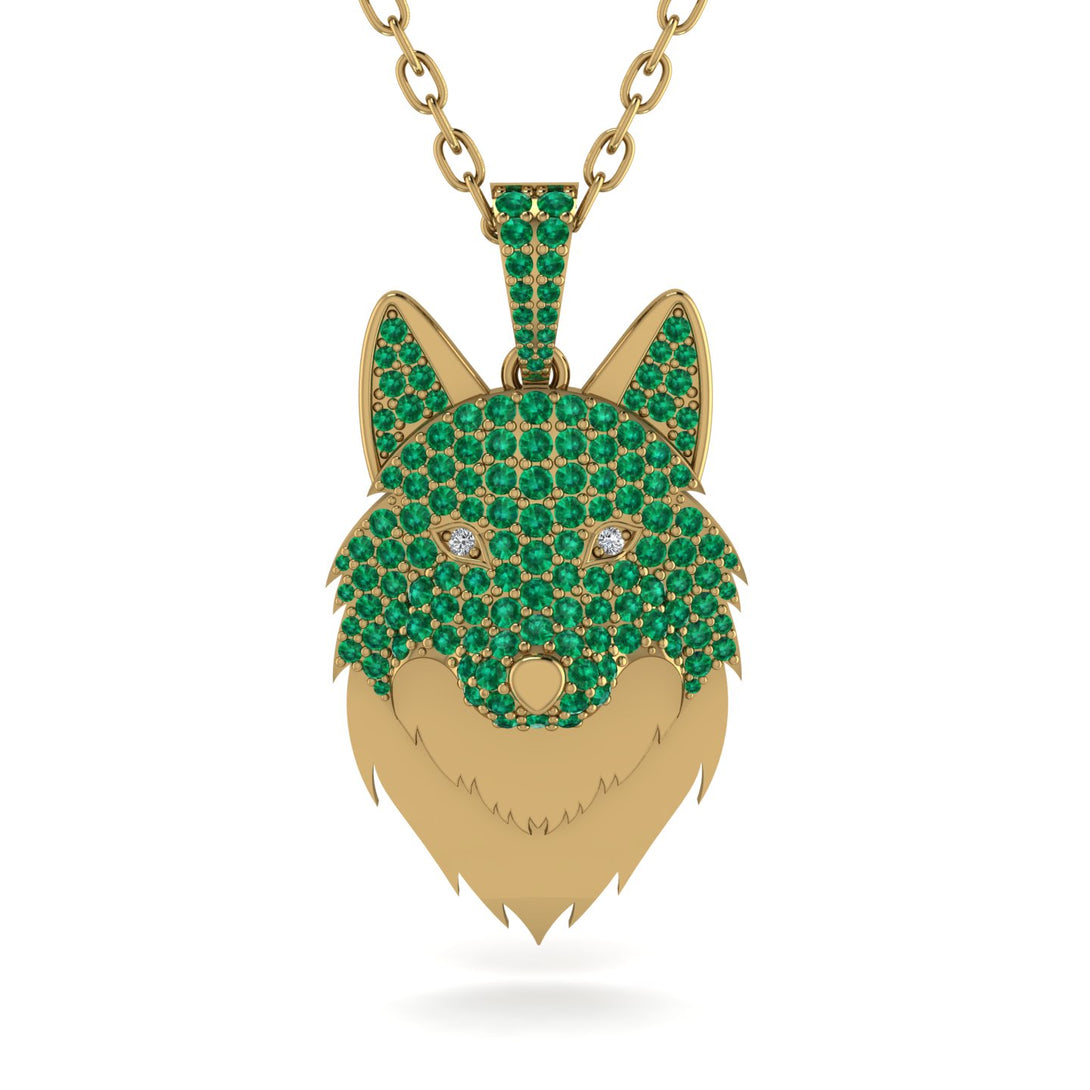 Emerald Wolf Spirit Pendant - Gabriel No. 16