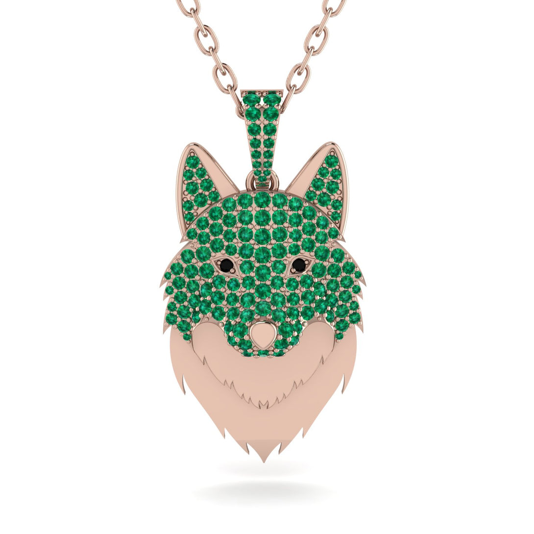 Emerald Wolf Spirit Pendant - Gabriel No. 23