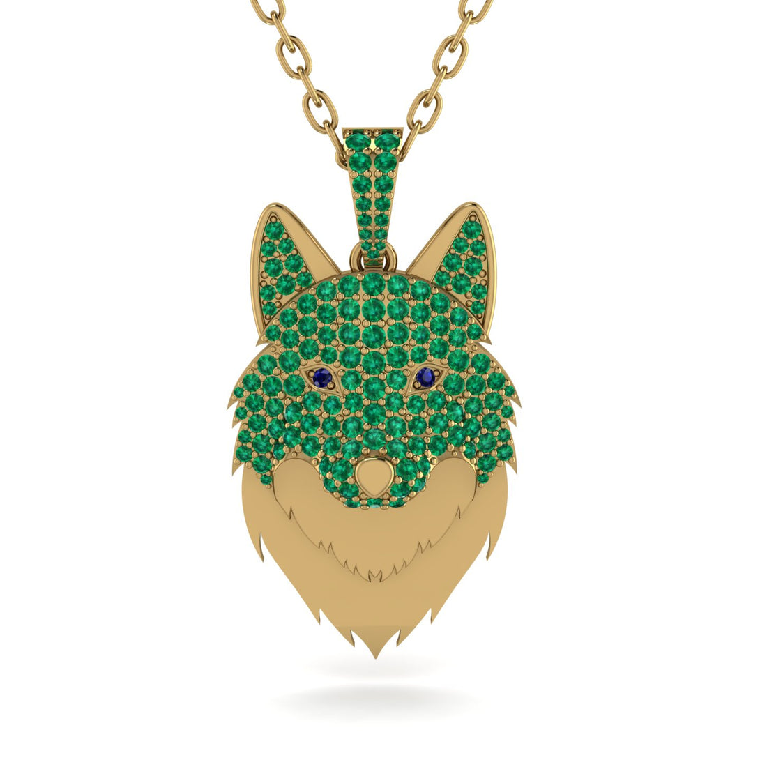 Emerald Wolf Spirit Pendant - Gabriel No. 28