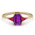 Emerald Cut Amethyst With Triangles Ring - Remi No. 310 image 1