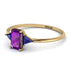 Emerald Cut Amethyst With Triangles Ring - Remi No. 313 image 3