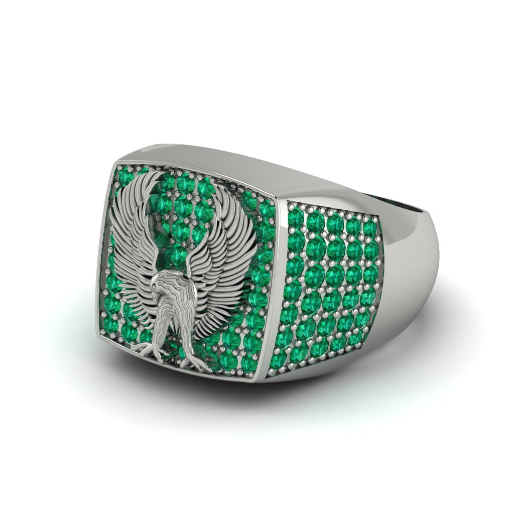 Emeralds Luxury Gold Eagle Ring - Sutton No. 6