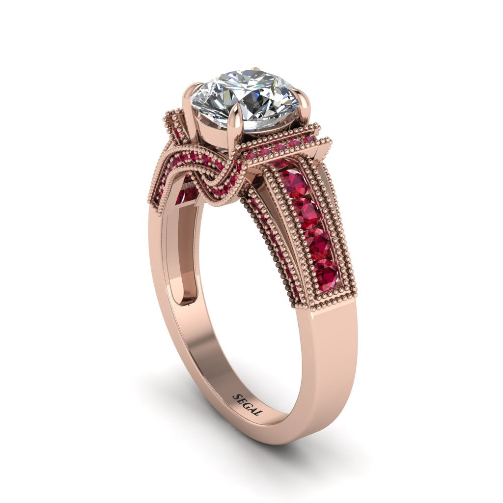Diamond Eternal Embrace Milgrain Engagement Ring - Fernanda No. 47