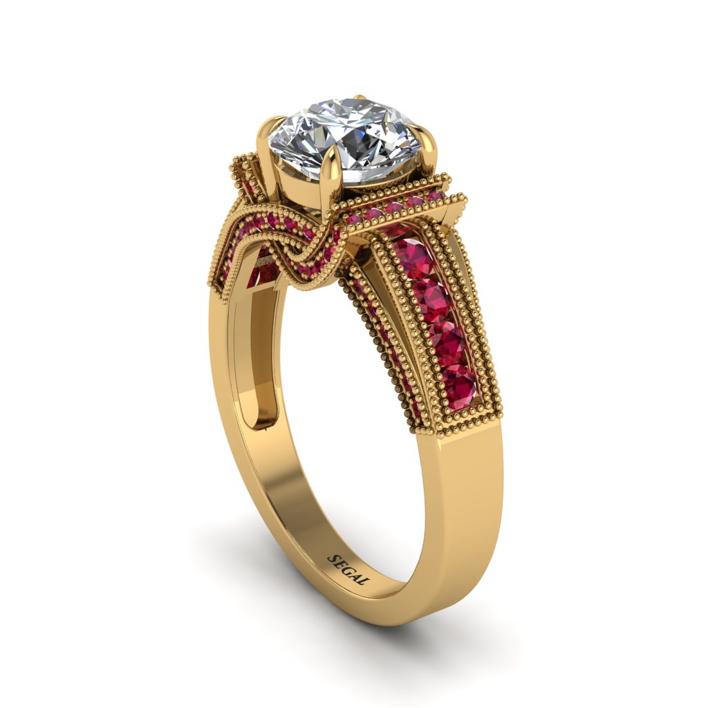 Diamond Eternal Embrace Milgrain Engagement Ring - Fernanda No. 46