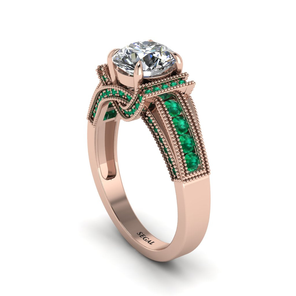 Diamond Eternal Embrace Milgrain Engagement Ring - Fernanda No. 17