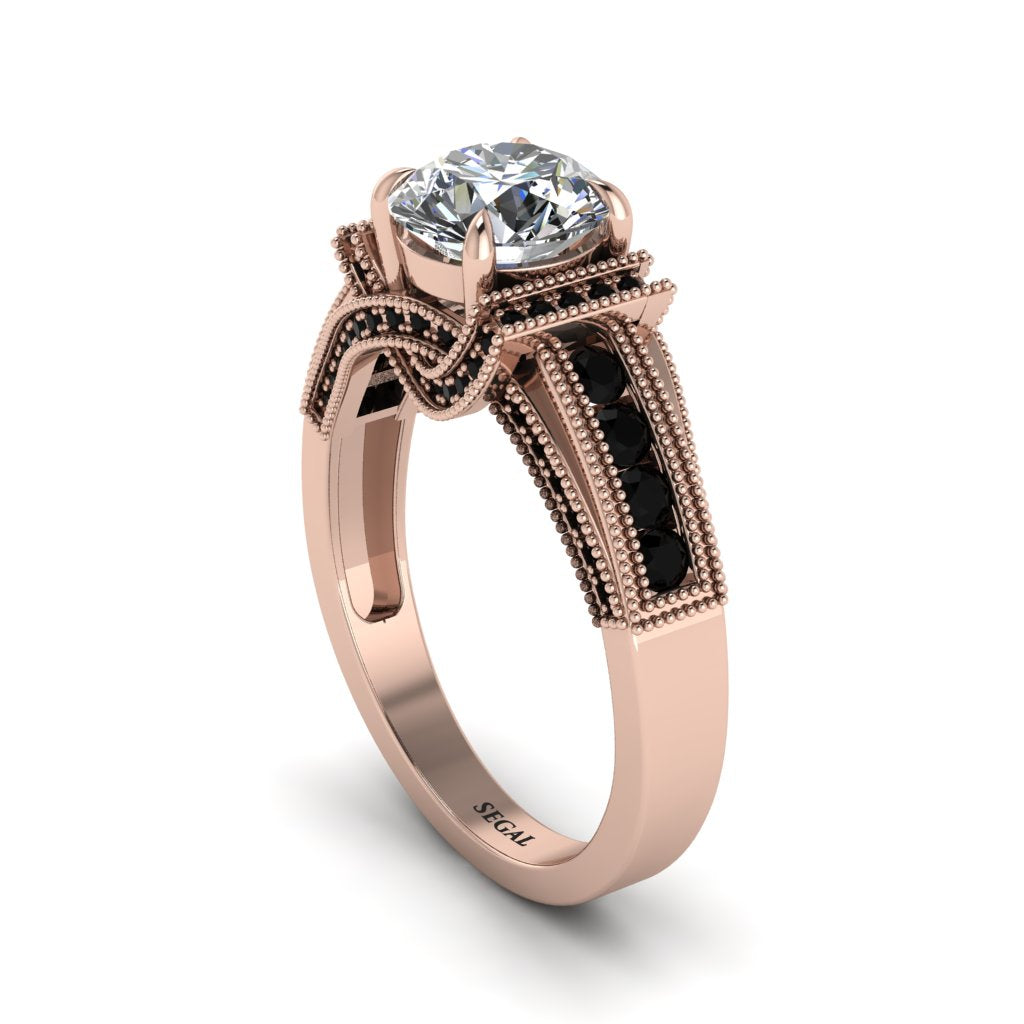 Diamond Eternal Embrace Milgrain Engagement Ring - Fernanda No. 32