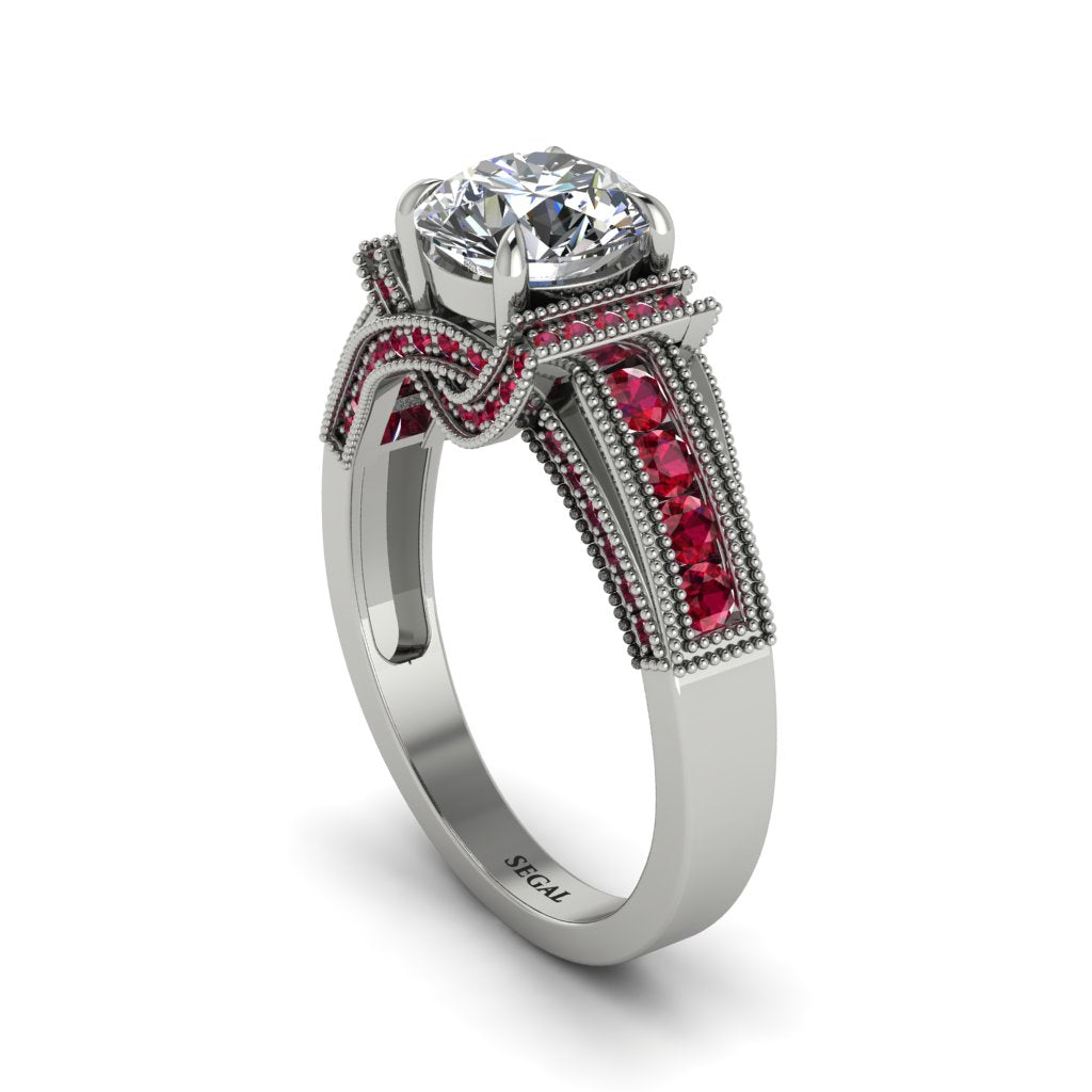 Diamond Eternal Embrace Milgrain Engagement Ring - Fernanda No. 48