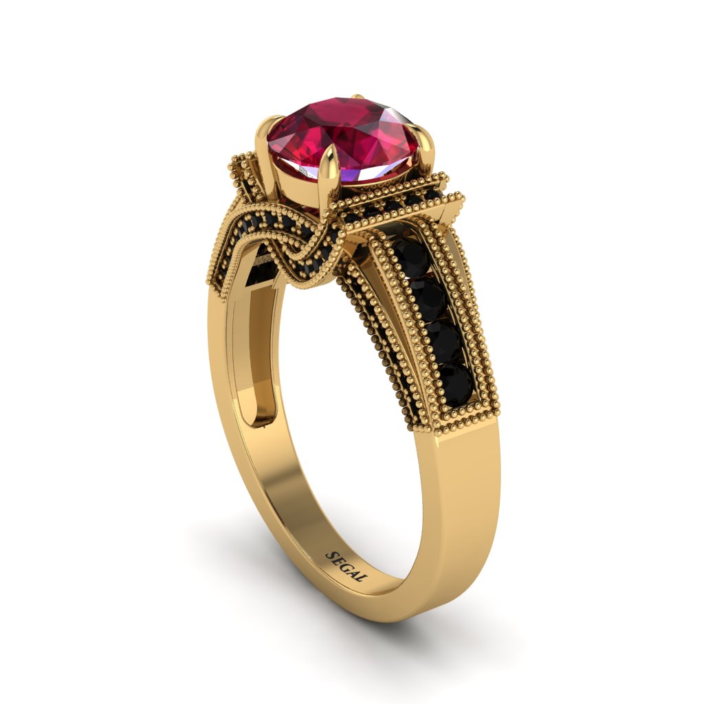 Ruby Eternal Embrace Milgrain Engagement Ring - Fernanda No. 40