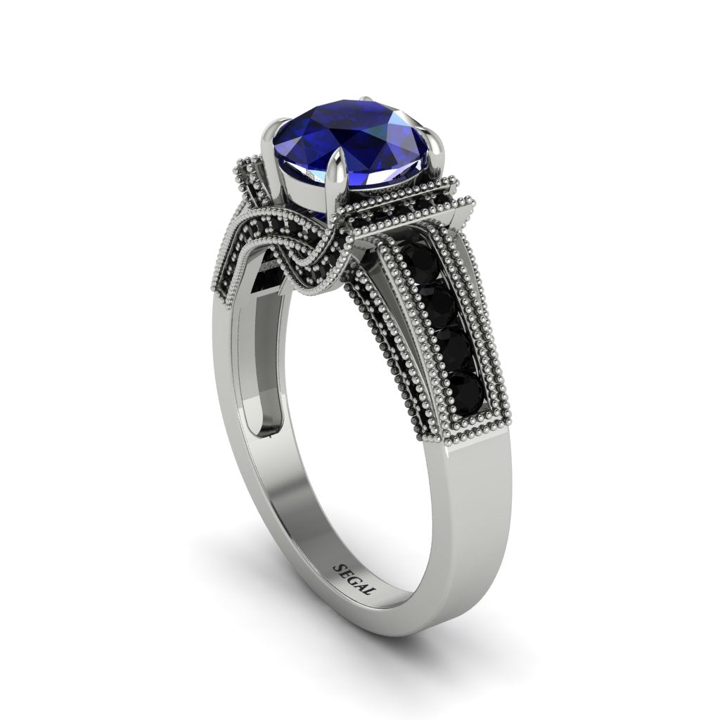 Sapphire Eternal Embrace Milgrain Engagement Ring - Fernanda No. 45