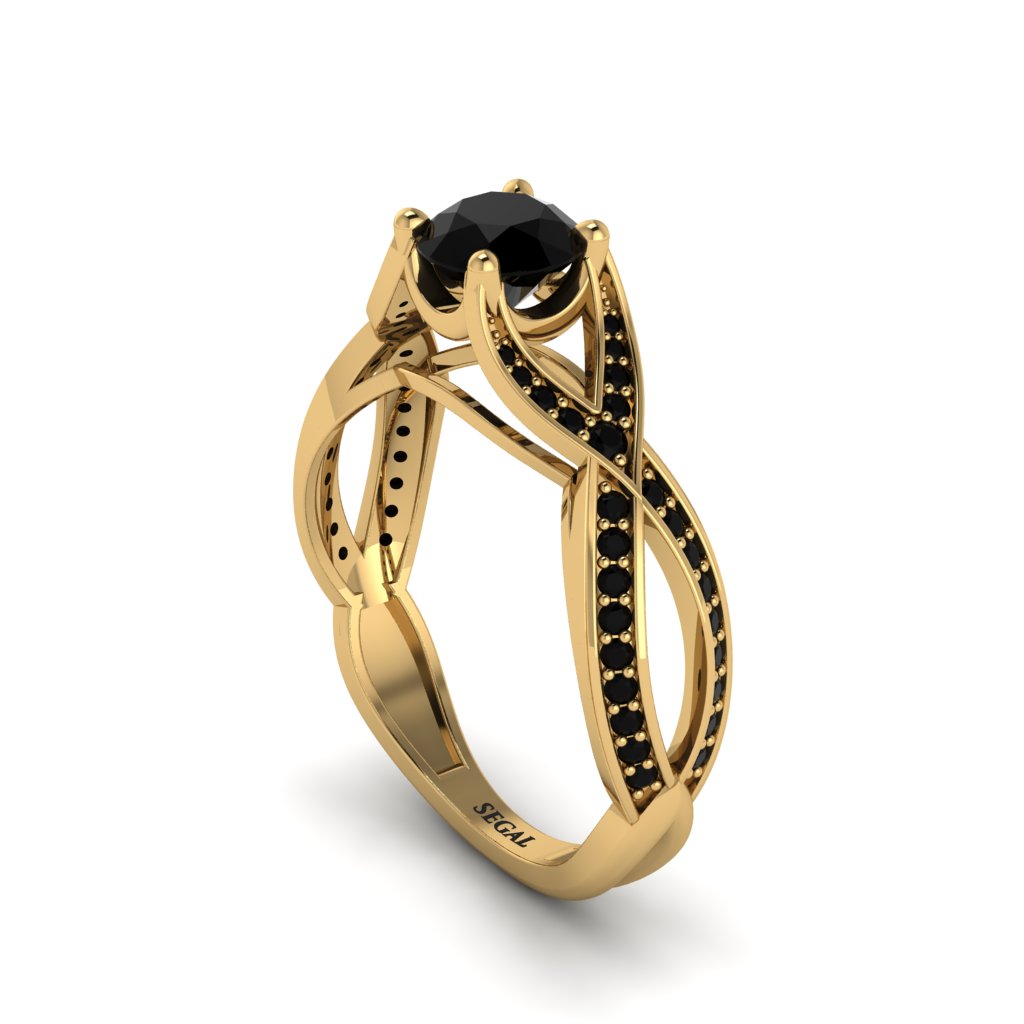 Black Diamond Eternal Twist Engagement Ring - Maisie No. 37