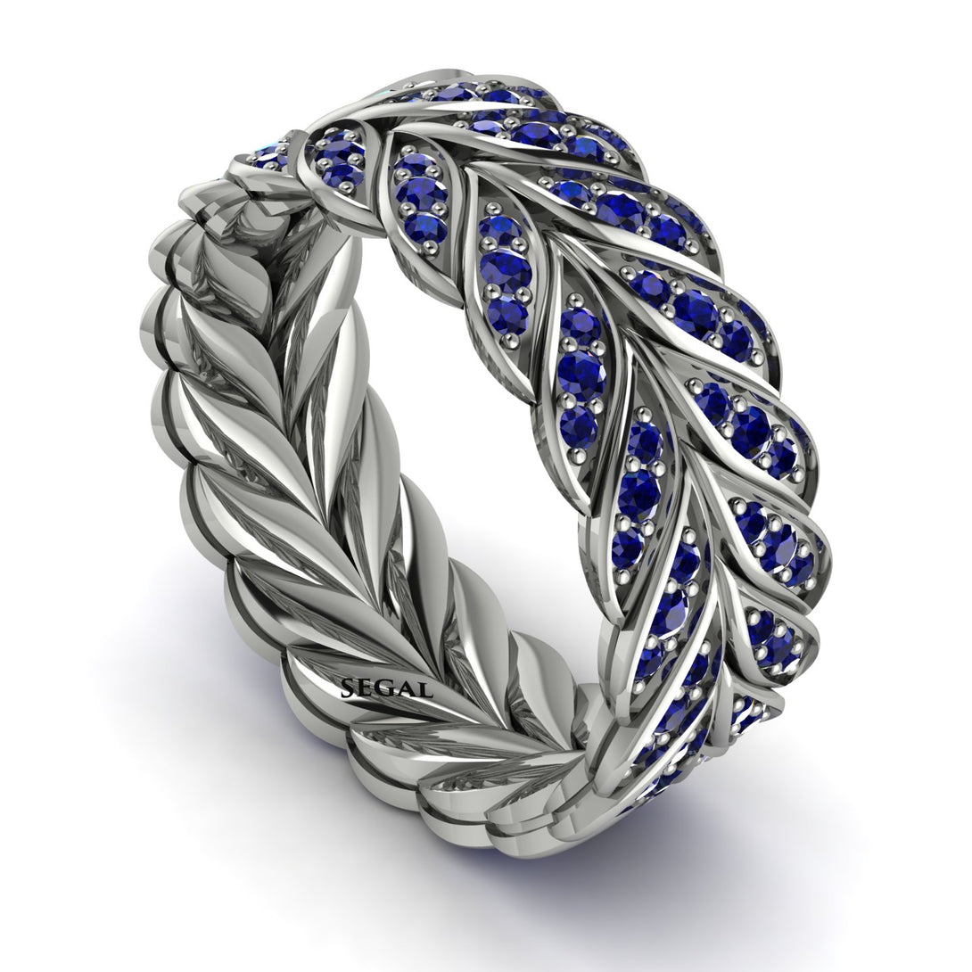 Sapphire Eternity Leaf Gold Wedding Ring - Kara No. 15