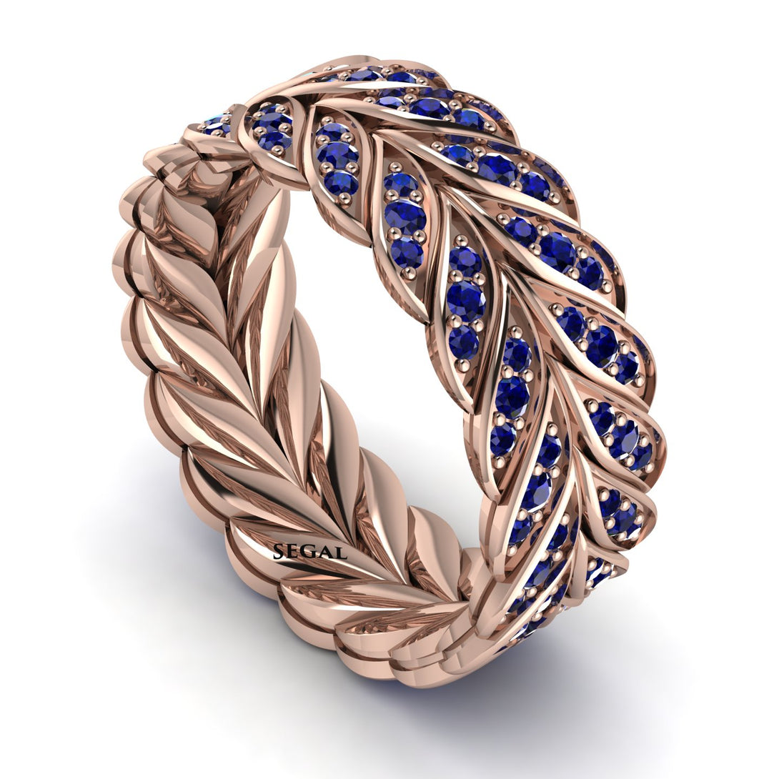 Sapphire Eternity Leaf Gold Wedding Ring - Kara No. 14