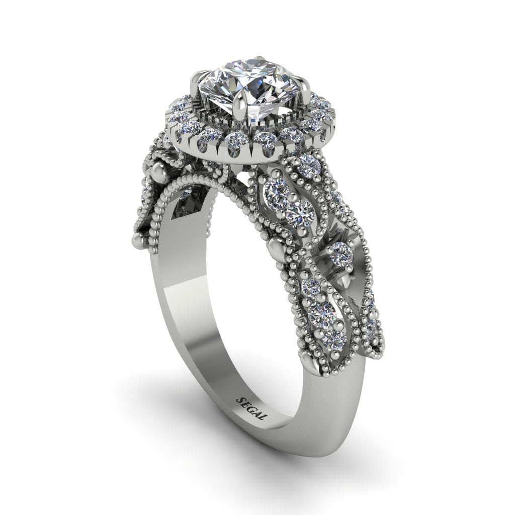 Exclusive Halo Diamond Milgrain Engagement Ring - Kendra No. 3