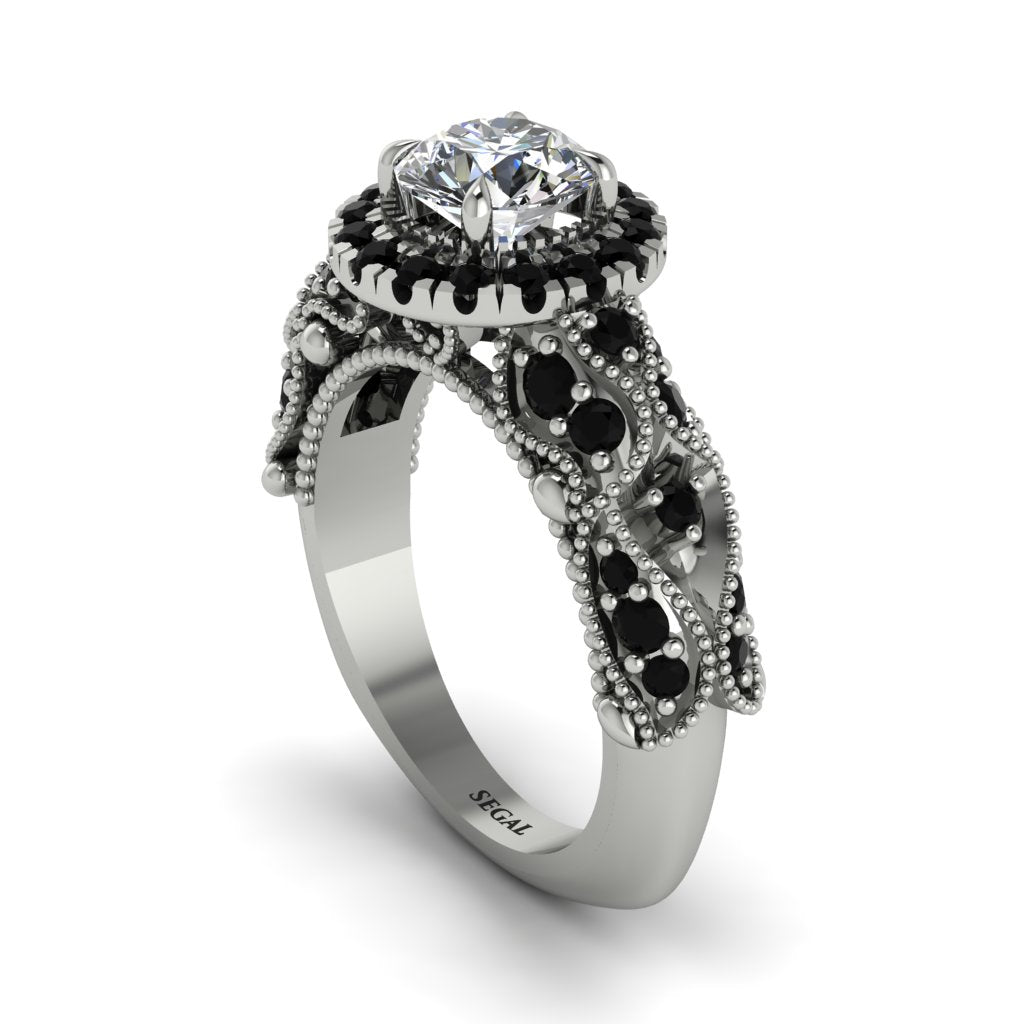 Exclusive Halo Diamond Milgrain Engagement Ring - Kendra No. 33
