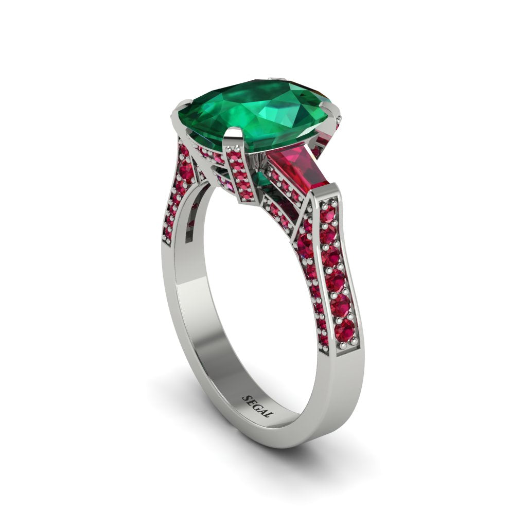 Exclusive Handmade Emerald Geometrical Engagement Ring - Yolanda No. 51